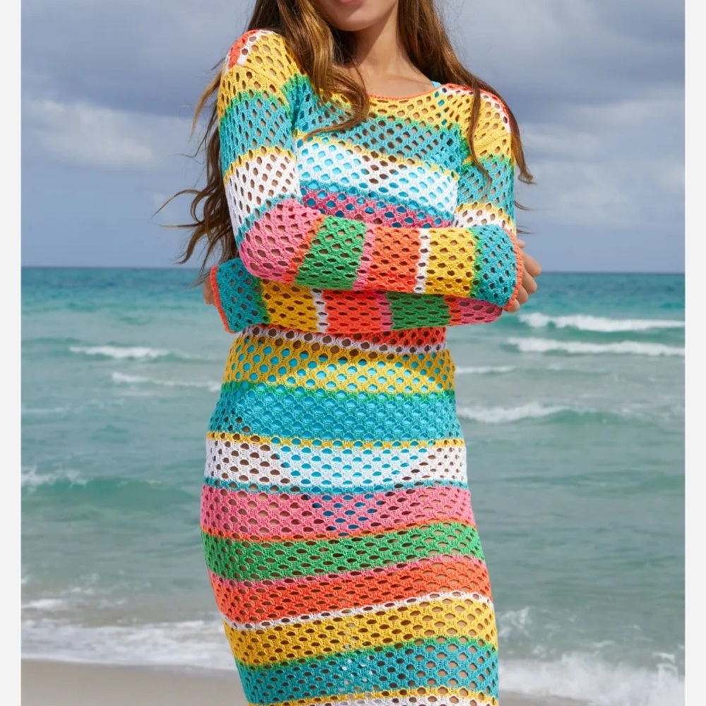 VENUS Multicolor Crochet Swim Cover-Up